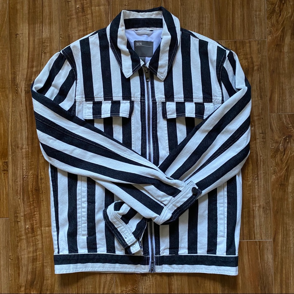 Black & White Stripe Shirt Jacket by ASOS